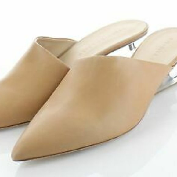 NWT Veronica Beard Ricky Nude Leather Mule with Translucent Lucite Wedge Heel - Picture 3 of 12